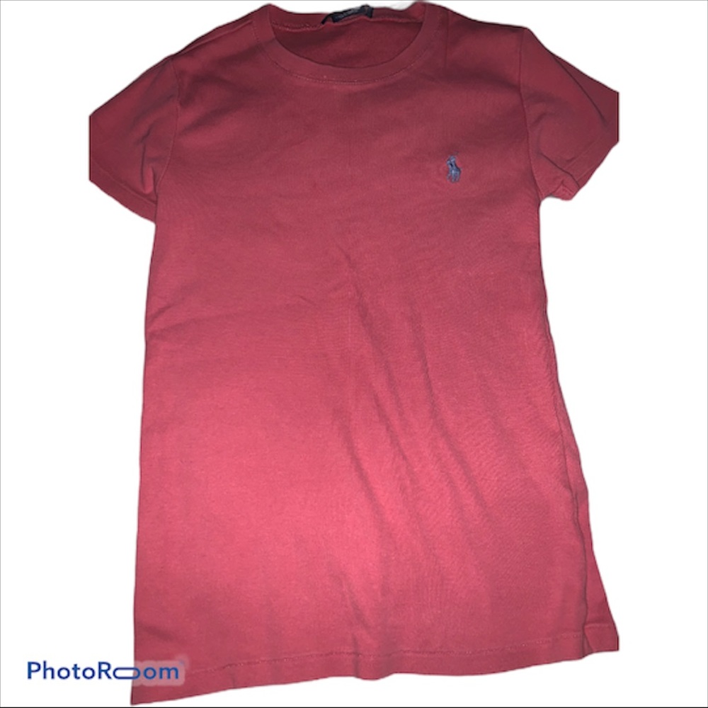 Polo blush pink tee w/ blue horse size small